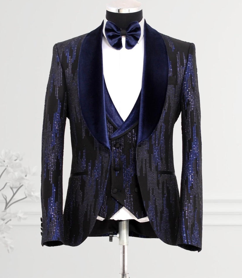 Blue Sequin Tuxedo