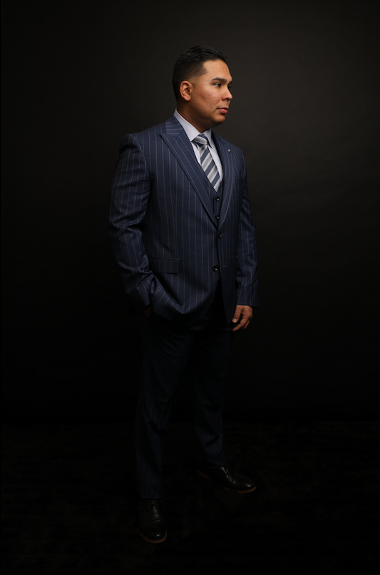 Jack Victor Navy Blue Pinstriped