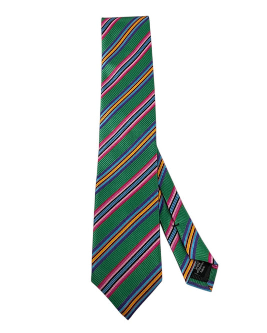 Green and Pink Regimental Striped Tie